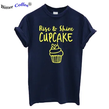 NOVÝ Vzostup a Lesk Cupcake Tlač Ženy tričko Bavlna Bežné Vtipné tričko Darček Pre Pani Yong Dievča Top Tee 5 Farba Plus Veľkosť