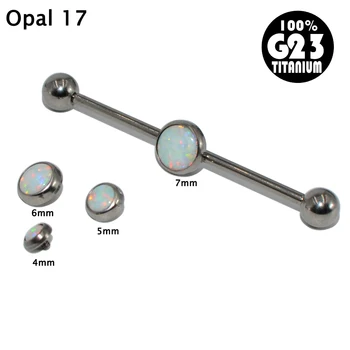 1PC G23 Titán Rovnú Činku Krúžok S Strediska Opal Kameň Ploché Späť Priemyselné Náušnice v Uchu Tragus Telo Šperky, Piercing