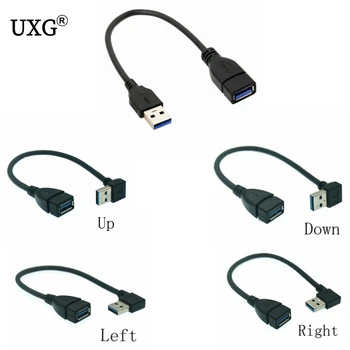 USB Predlžovací Kábel USB 3.0 Mužov a Žien Pravý Uhol 90 Stupňov USB Adaptér HORE/Dole/Vľavo/Vpravo Cabo USB 0,2 M
