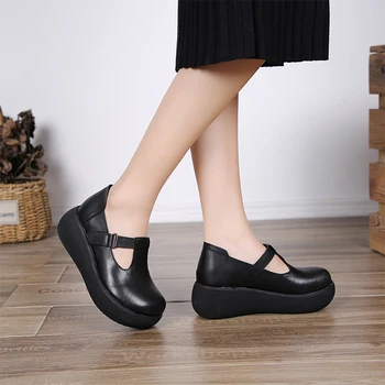 2019 Lete Nové Dizajnér Ženy Platformu Sandále Luxusné Kliny Topánky Uzavreté Prst Hrubé Jediným Originálne Kožené Sandále Dámske Sandles