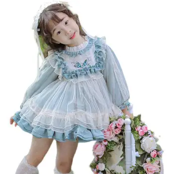 Španielsky Dievčatá Boutique Šaty 2022 Jar Deti Čipky Luk Výšivky Plesové Šaty, Deti, Vianoce, Narodeniny Lolita Princezná Šaty