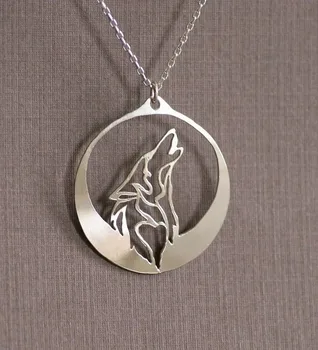 Lanseis 1pcs dropshipping Vytie Vlka náhrdelník ženy prívesok vlk howls do noci ako jeho profilu mesiac šperky