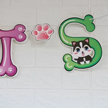 1 Nastavte Kawaii UMOŽŇUJE PAWTY Banner Psa, Mačky, Pet Party Dekorácie Pet Narodeniny Bunting Vence pre Mačky Psy Dekorácie