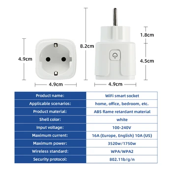 Herepow WiFi Smart Plug EÚ a USA, UK, adaptér Bezdrôtové Diaľkové Ovládanie Hlasom Power Energy Monitor Zásuvky Čas Zásuvka pre Alexa Google