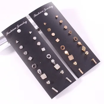 9 Párov Minimalistický Zmiešané Malé Náušnice Nastaviť Jednoduché Geometrické Stud Náušnice Pre Ženy, Dievča, Malé Ušné Štuple Strieborno Zlaté Šperky V Uchu