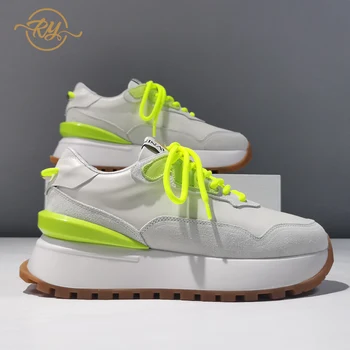 RY-RELAA Európskej topánky dámske Originálne Kožené topánky pre ženy tenisky 2021 Nové jesenné topánky platformu iny mimo biele topánky tide