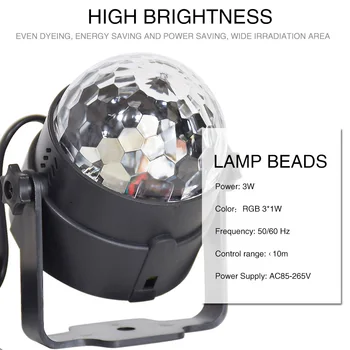 DJ Osvetlenie Crystal Mini Magic Ball RGB LED Lúč Účinok Fáze Lampa Pre Rodinnú oslavu Halloweenu