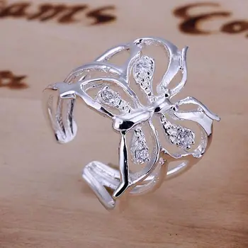 Jemné letné štýl mincový striebro-šperky, prstene 925-sterling-strieborné šperky človekom motýľ prstene pre ženy