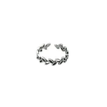 LKO Reálne 925 Sterling Silver Módne Vintage Leaf Krúžok Otvorenie Nastaviteľné Prstene Pre Ženy Strany Šperky, Ozdoby