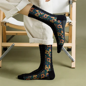 2021 Nové štítky na Jacquardove 3D Model Retro Kvetinový Ženy Ponožky Bavlna Euramerican Národnej Vietor Kvety Letné Ponožky Teplé Roztomilé Ponožky