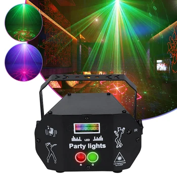 DJ LED Svetlá 128 Vzory RGB Laser Disco Svetlo Projektora Zvuk Hudby Aktivovaný Strany Strobo Lampa pre Fáze Dekor Home Club Bar