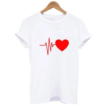 Hillbilly 2019 Nové Módne harajuku Žien roztomilý T-shirts Moje srdce pre vás Tlačených Tričká Krátky Rukáv O-krku