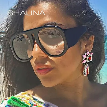 SHAUNA Nadrozmerné Ženy Okrúhle slnečné Okuliare Značky Dizajnér Trendy Mužov Gradient Okuliare UV400