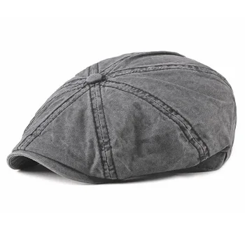 Nové umyté bavlna osemhranné čiapky pre mužov, ženy Britský štýl solid farba čiapky jednoduché retro pánske berets newsboy spp