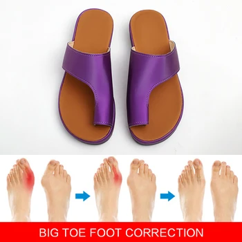 Dámske Sandále 2021 Pohodlný Obyčajný Plochý Platformu Dámy Bežné Big Toe Nohy Korekčné Ortopedické Topánky Bunion Corrector Flip Flop