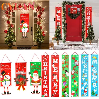 CYUAN 1set Vianočné Dvere Banner Verandu Prihlásiť Dekorácie Veselé Vianoce Banner Vianočné Dekorácie Pre Domov Visí Natal 2020