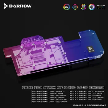 Barrow GPU Vodný Blok plné pokrytie GVA Radiátor pre ASUS STRIX RTX 3090 3080 5V ARGB 3PIN Doske AURA SYNC BS-ASS3090-PA2