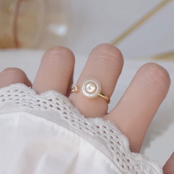 Jemné Šperky 14K Zlata Plátovaného Nastaviteľné Crystal Kvet Prstene pre Ženy, Luxusné Kubický Zirkón Zásnubné Prstene