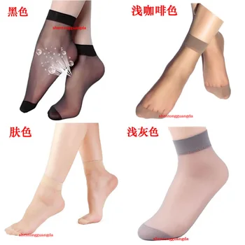 Letné sexy dámske ponožky ultratenké priehľadný kryštál hodváb ponožky pre ženy, vysoko elastické nylon krátke ponožky žena ponožky 10pair