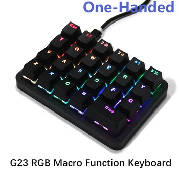 Nový 23 Tlačidlo Macro Keyboard RGB Podsvietenie, Čierna Biela Programovanie Prispôsobiť PS / PR Odkaz Jednou Rukou Mechanické Klávesnice