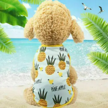 Kamufláž Pet Vesta 2021 Lete Priedušná Oka Psa T-tričko bez Rukávov Oblečenie Pre Malé a Stredné Psy Ovocie Tlač Pet Oblečenie