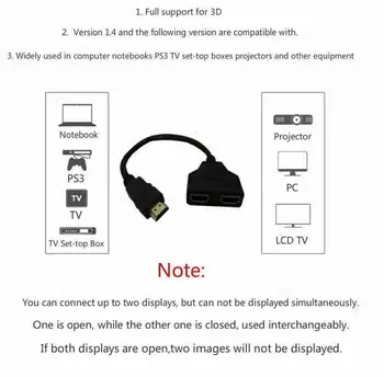 HDMI Splitter Adaptér Converter Kábla 1 Do 2 Z Portu HDMI Samec Na 2 HDMI 1080P kábel Kábel Adaptéra Converter Pre Hry, Videá