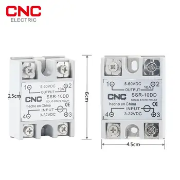 CNC SSR-10DD/25DD/40DD DC DC ovládanie biele shell jednofázové polovodičové relé vstup 3-32VDC výstup 5~60VDC SSR