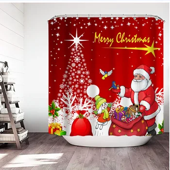 Veselé Vianoce Série Santa Claus Snehuliak Sprchový Záves Nepremokavé Kúpeľňa Dekorácie, Domáce Dekorácie