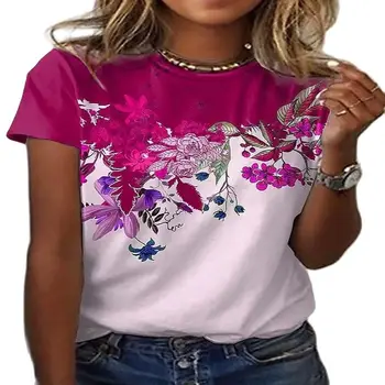 3D Tlač Abstraktné Vzor Nové Módne dámske Nadrozmerné T-shirt dámske tričko Biele kvetov Vytlačené Top