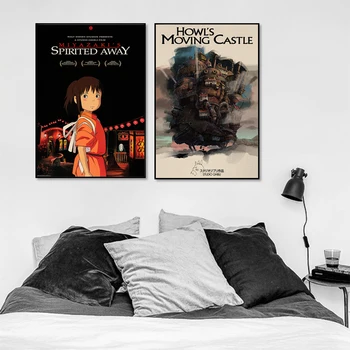 Hayao Miyazaki Anime Filmový Plagát na Stenu Umelecké Plátno na Maľovanie Klasická Odvážneho Preč Maľovanie na Obývacia Izba Domáce Dekorácie