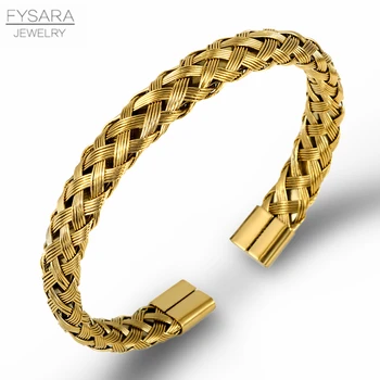 FYSARA 3ks/Set Kúzlo Pearl manžetový Ženy Šperky Príslušenstvo Rose gold Color Roman Bangles Drôt Twist manžetový