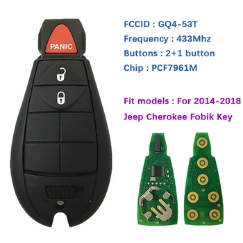 CN086020 Pôvodnej 3 Tlačidlo Smart Key Control Pre-2018 Jeep Cherokee Fobik Tlačidlo PCF7961M Čip Frekvencia 433Mhz