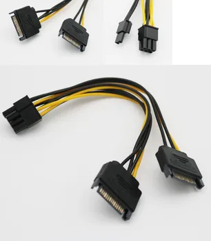1pcs Dual 15 Pin SATA Mužov PCIe PCI-E Express 8 Pin (6+2) Mužskej grafická Karta Napájací Adaptér Kábel
