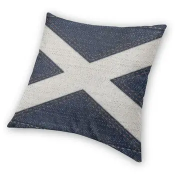 Živé Flag Of Scotland V Denim Textúry Vankúš Domova 3D Dve Bočné Tlač Škótskej Džínsy Vankúš pre Obývacia Izba