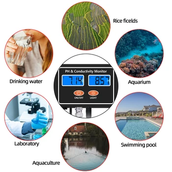 PH Meter Salinity Detektor Sledovať on-Line ES Vodivosť v Reálnom čase Nepretržitým Kvality Vody Tester Akvárium Bazén