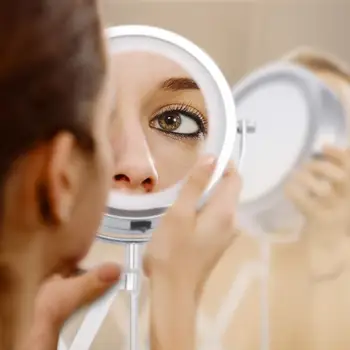 3X/5X/10X 2-tvár Skladacie Rameno Rozšíriť Zväčšovacie make-up Zrkadlo s Led Kozmetické Zrkadlo na Stenu Kúpeľne, Zrkadlo na líčenie s ľahkou