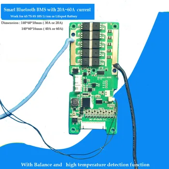 8S alebo 10S li ion smart BMS s uart alebo Rs485 komunikácia pre 36V e bicykli batérie PCB s 20A 30A 40A alebo 60A konštantný prúd