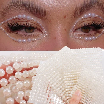3D Oči, Tvár make-up Dočasné Tetovanie Samolepiace Krásy White Pearl Šperky Nálepky Festival Body Art Ozdoby na Nechty, Diamant