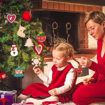 Bopoobo Drevené Vianočné Prívesky DIY Dekoroch Vianočný Stromček Santa Claus Prívesok Vianočné Ozdoby Strany Domova pre Dieťa Hračku