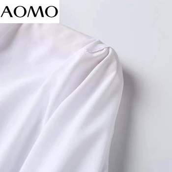 AOMO Ženy Retro Vysoko Kvalitné Klasické Biele Tričko Dlhý Rukáv Elegantné Ženy Príležitostné Voľné Tričko Topy 4C215A