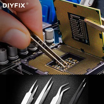 DIYFIX Anti-statická Nerezové Kliešte Auta Rias Pre Mobilný Telefón, Elektronické Komponenty Medený Drôt Trhanie Repair Tool
