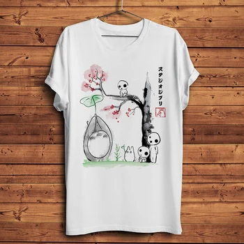 Sumi-e štýl Sused Totoro Fairydust zábavné anime tričko Mužov nová Biela Bežné krátke Tričko Unisex kawaii manga streetwear čaj