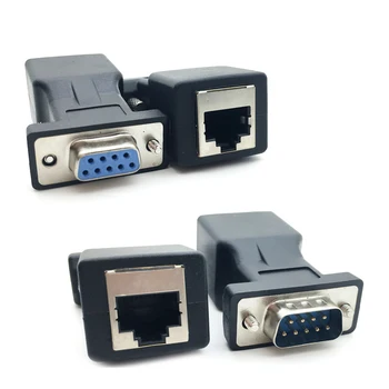 Nový Príchod DB9 RS232 Muž/Žena na RJ45 Žena Adaptér COM Port LAN Ethernet Port Konvertor