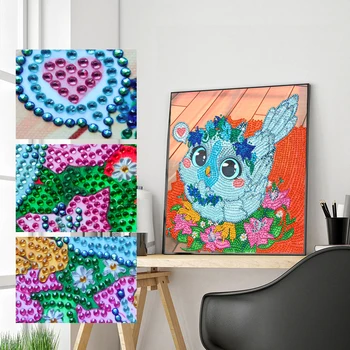 Špeciálne Tvarované Diamond Maľovanie Cross Stitch Malých Zvierat Kvet Sova Vyšívanie, 3D Vŕtať Mozaiky DIY Diamond Výšivky Dieťa Darček