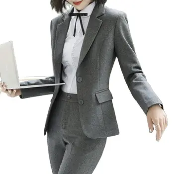 Professional Office Nohavice Obleky, Ženy 2 Ks Nohavice Sako Nastavenie Pracovného Formálne Uniformy Jar Jeseň Plus Veľkosť 2021 4XL
