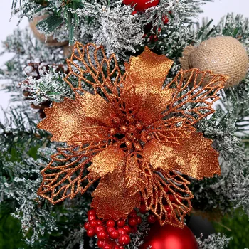 LuanQI 9 cm Lesk Umelé Kvety, Vianoce, Vianočné Dekorácie Pre domácich KUTILOV, Vianočný Strom Ornament Noel Natal Navidad 2021 Darček