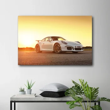 Supercar Porsches 911 GT3 západ Slnka Wall Art Obraz Plagáty Plátno Výtlačky pre Home Decor