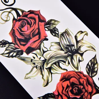Nové Falošné Dočasné Tetovanie Nálepka, Červené Ruže Kvet Rameno Telo Vodotesný Ženy Umenie