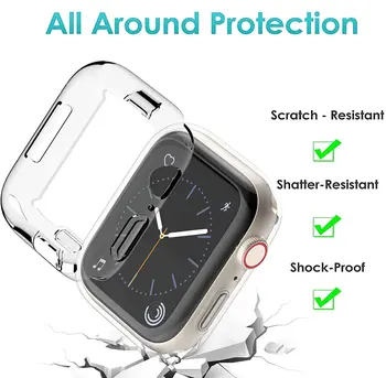 Popruh pre Apple hodinky 7 Série 45MM 41MM smartwatch náramok transparentné Full Screen Protector Prípade Apple hodinky Príslušenstvo