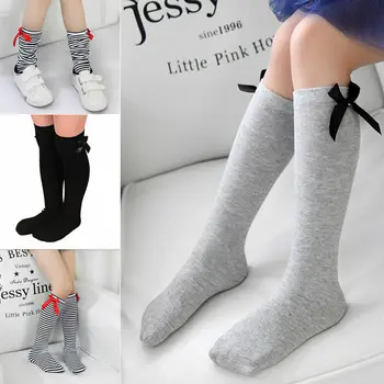 Hot Predaj Módnych Baby Girl Batoľa Detský Vysoká Kolená Bavlnené Ponožky Luk Frill 1-8Years